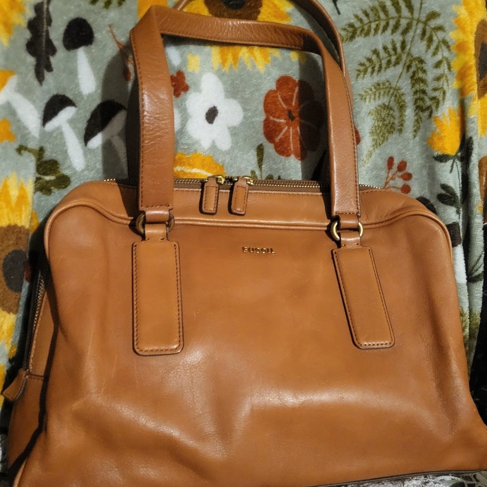 Fossil Memoir Tan Leather Satchel / Crossbody – Style ZB5415